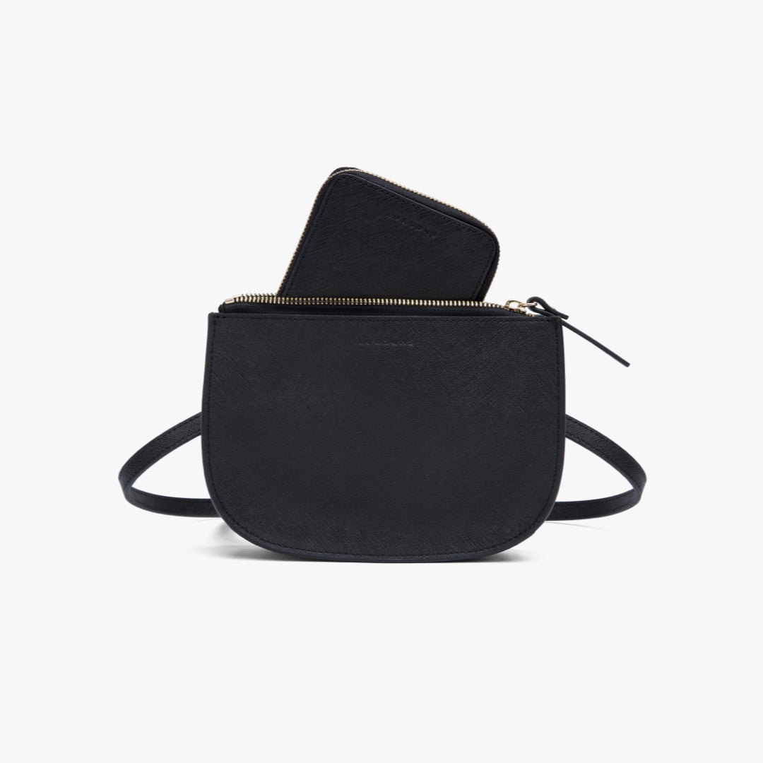 In Waverley - Small Wallet - Saffiano Leather - Black / Gold / Grey - Small Accessory - Lo & Sons