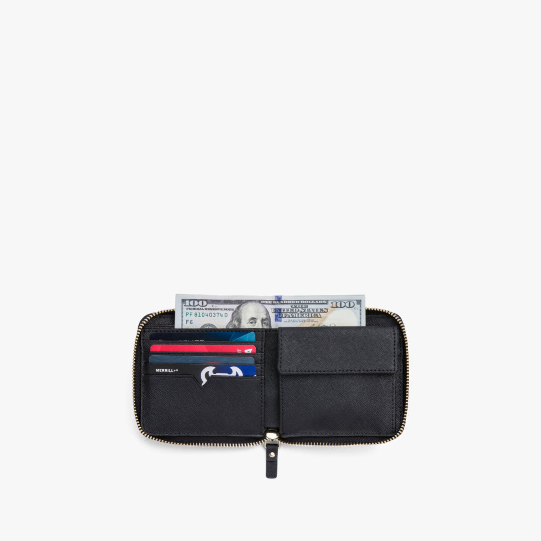 Pockets packed - Small Wallet - Saffiano Leather - Black / Gold / Grey - Small Accessory - Lo & Sons