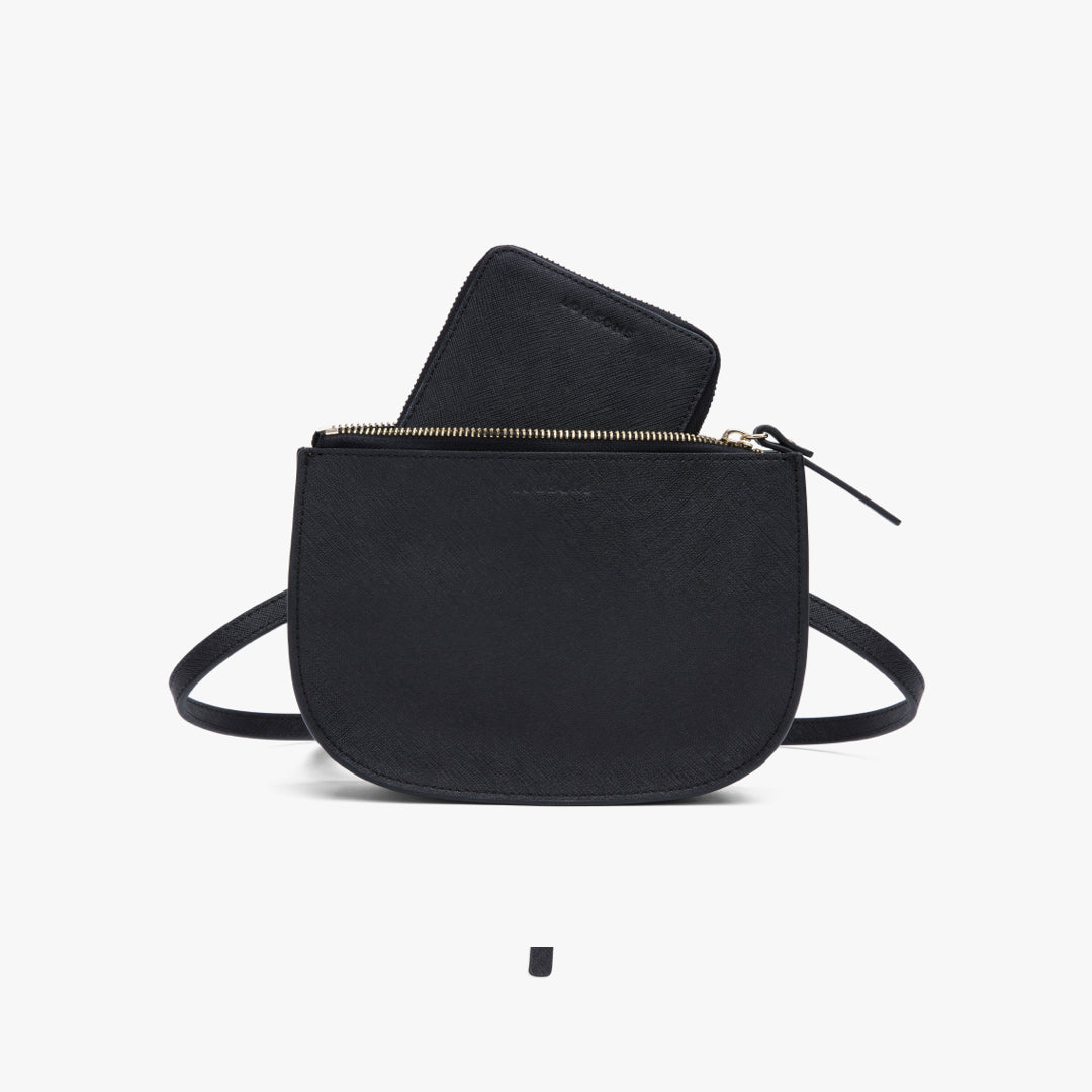 Fits in Waverley - Small Wallet - Saffiano Leather - Black / Gunmetal / Grey - Small Accessory - Lo & Sons