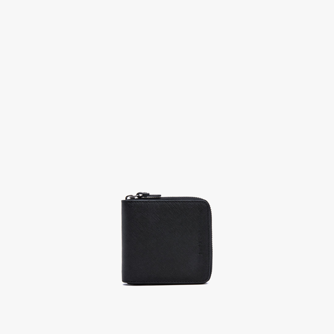 Front - Small Wallet - Saffiano Leather - Black / Gunmetal / Grey - Small Accessory - Lo & Sons