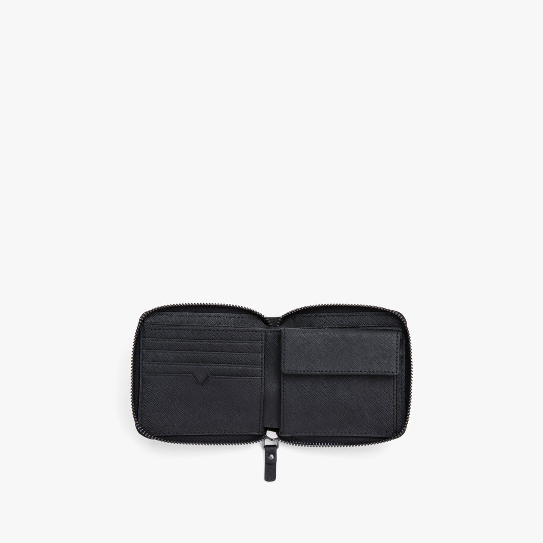 Pockets - Small Wallet - Saffiano Leather - Black / Gunmetal / Grey - Small Accessory - Lo & Sons
