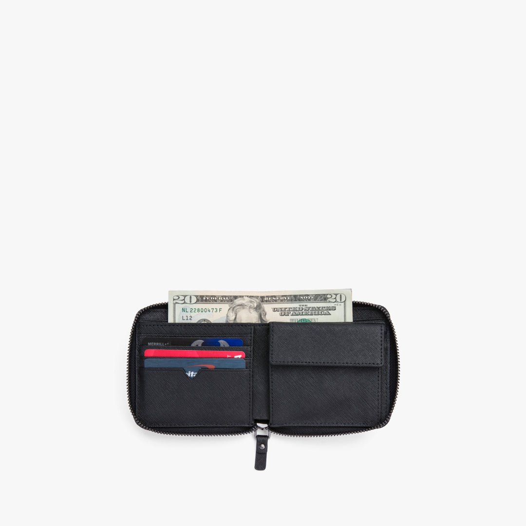 Pockets packed - Small Wallet - Saffiano Leather - Black / Gunmetal / Grey - Small Accessory - Lo & Sons