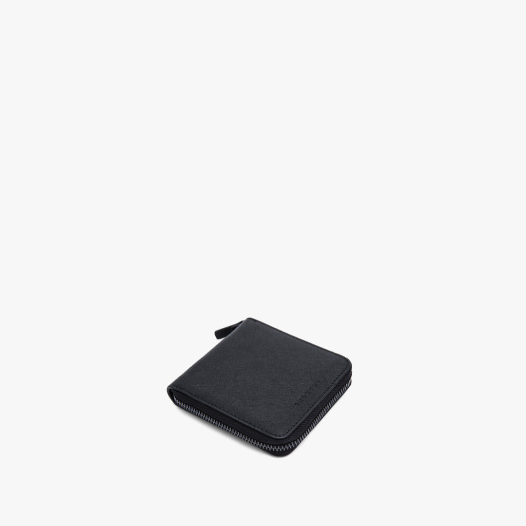 Profile - Small Wallet - Saffiano Leather - Black / Gunmetal / Grey - Small Accessory - Lo & Sons