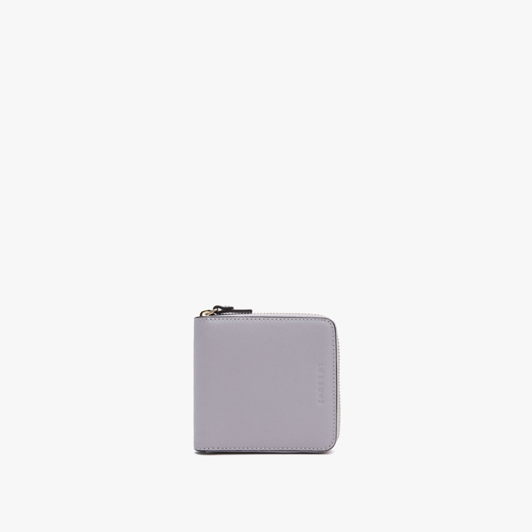 The Small Wallet - Saffiano Leather - Plum / Gold / Grey – Lo & Sons