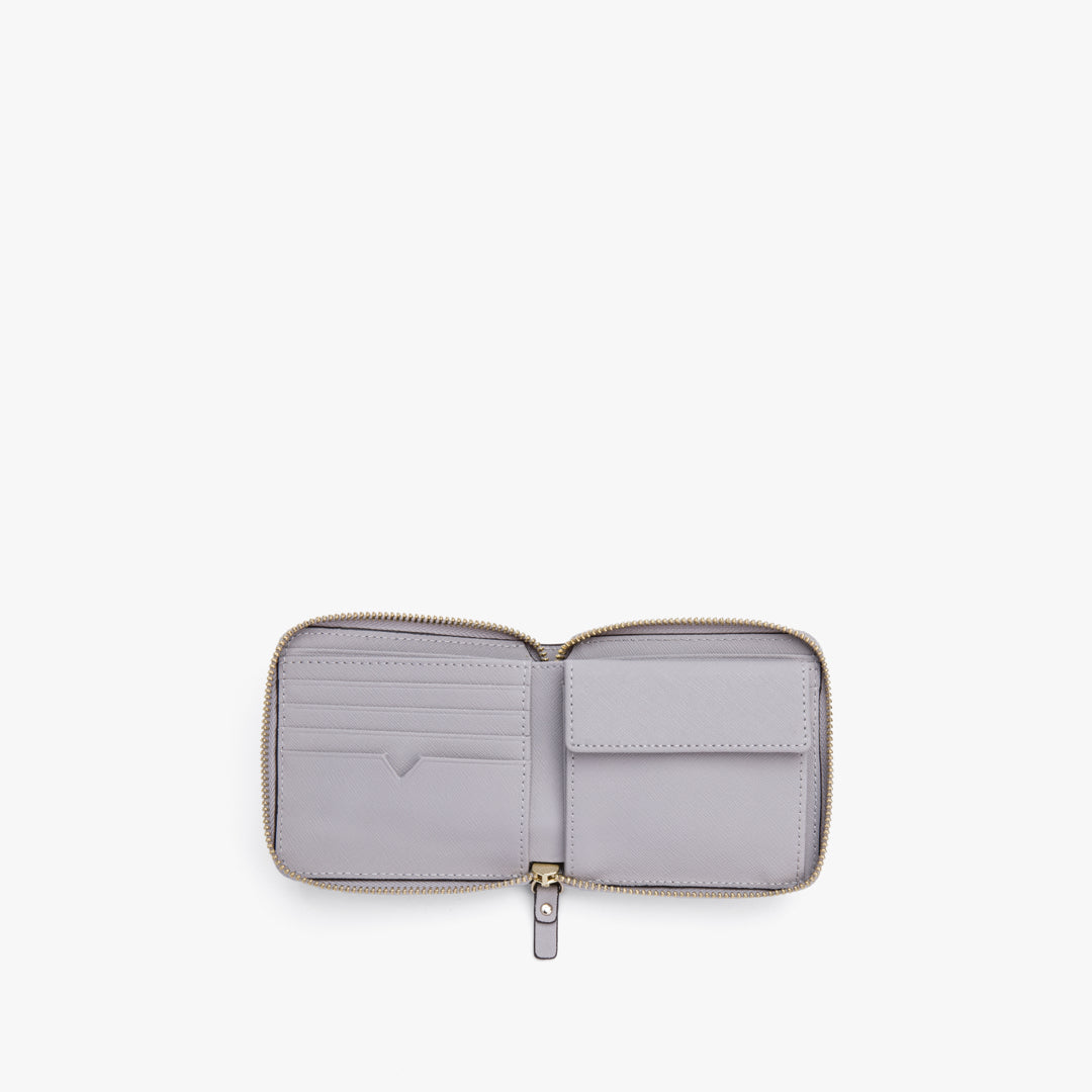 Pockets - Small Wallet - Saffiano Leather - Light Grey / Gold / Grey - Lo & Sons