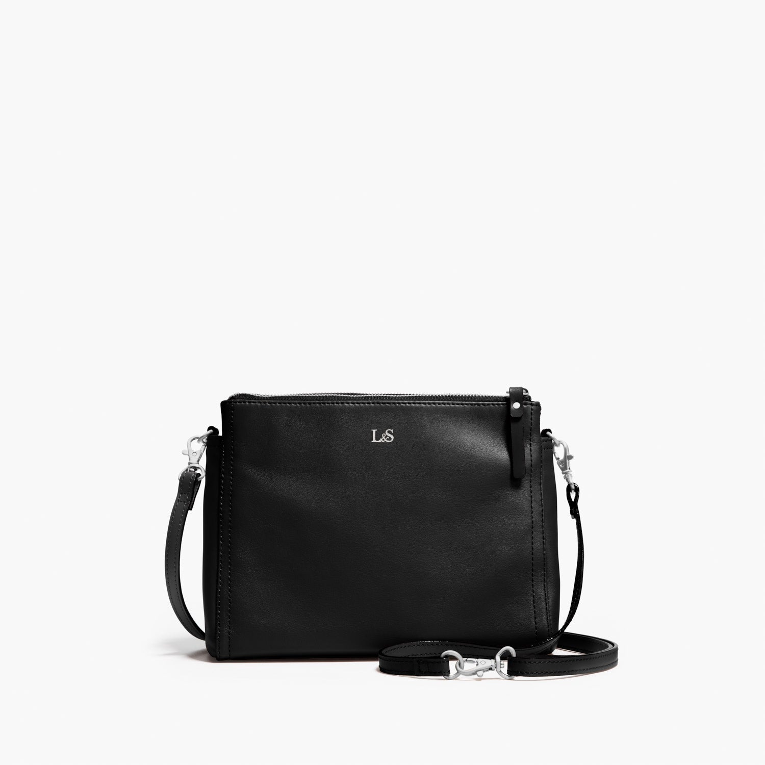 Front Crossbody - The Pearl - Nappa Leather - Black / Silver / Camel - Crossbody - Lo & Sons