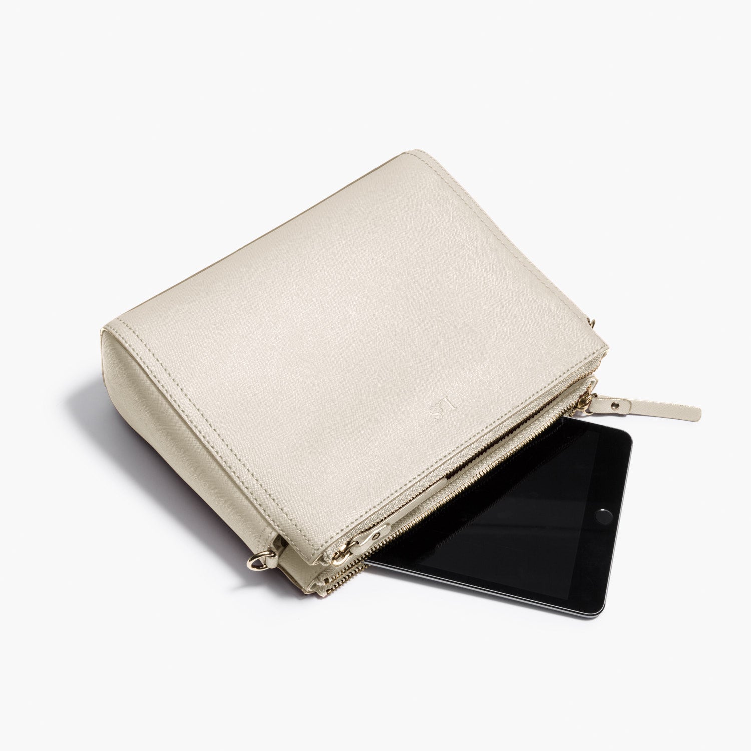 Ipad - The Pearl - Saffiano Leather - Ivory / Gold / Camel - Crossbody - Lo & Sons