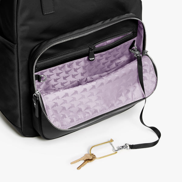 Lo & Sons: The O.G. 2 - Women's Nylon Laptop Bag in Black/Gold/Lavender (Medium)