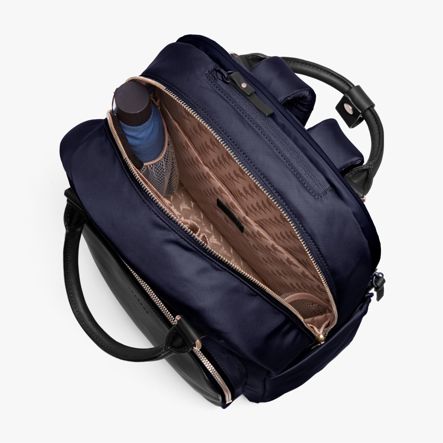 Interior Empty - Rowledge - Nylon - Deep Navy / Gold / Camel - Backpack - Lo & Sons