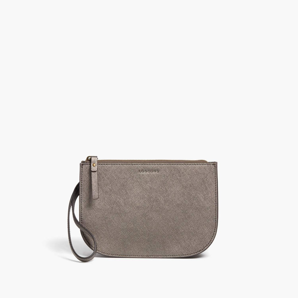 Side Wristlet - Waverley 2 - Saffiano Leather - Graphite / Brass / Grey - Crossbody Bag - Lo & Sons