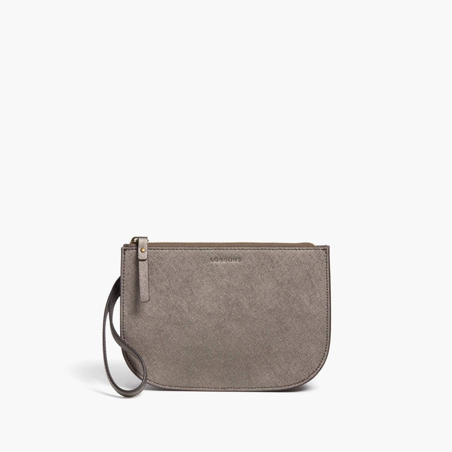 Side Wristlet - Waverley 2 - Saffiano Leather - Graphite / Brass / Grey - Crossbody Bag - Lo & Sons