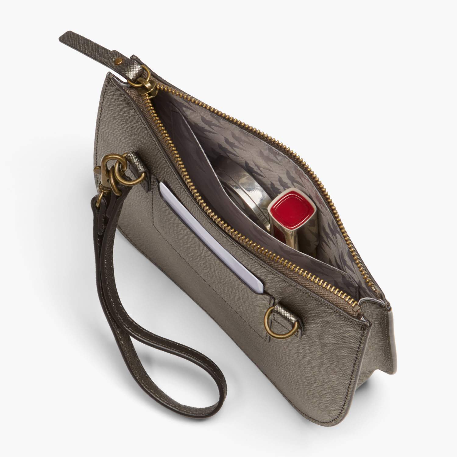 Interior Pocket - Waverley 2 - Saffiano Leather - Graphite / Brass / Grey - Crossbody Bag - Lo & Sons