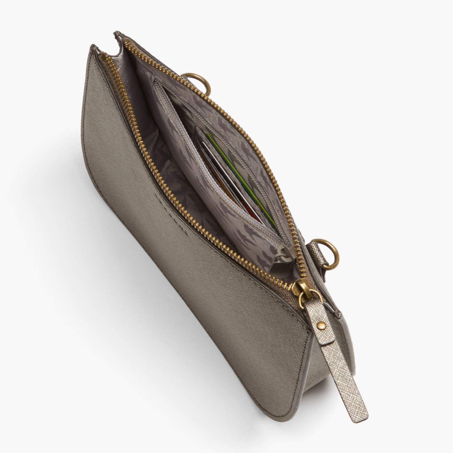 Lo & Sons Waverley 2 Belt Bag - Saffiano Leather - Graphite/Brass/Grey