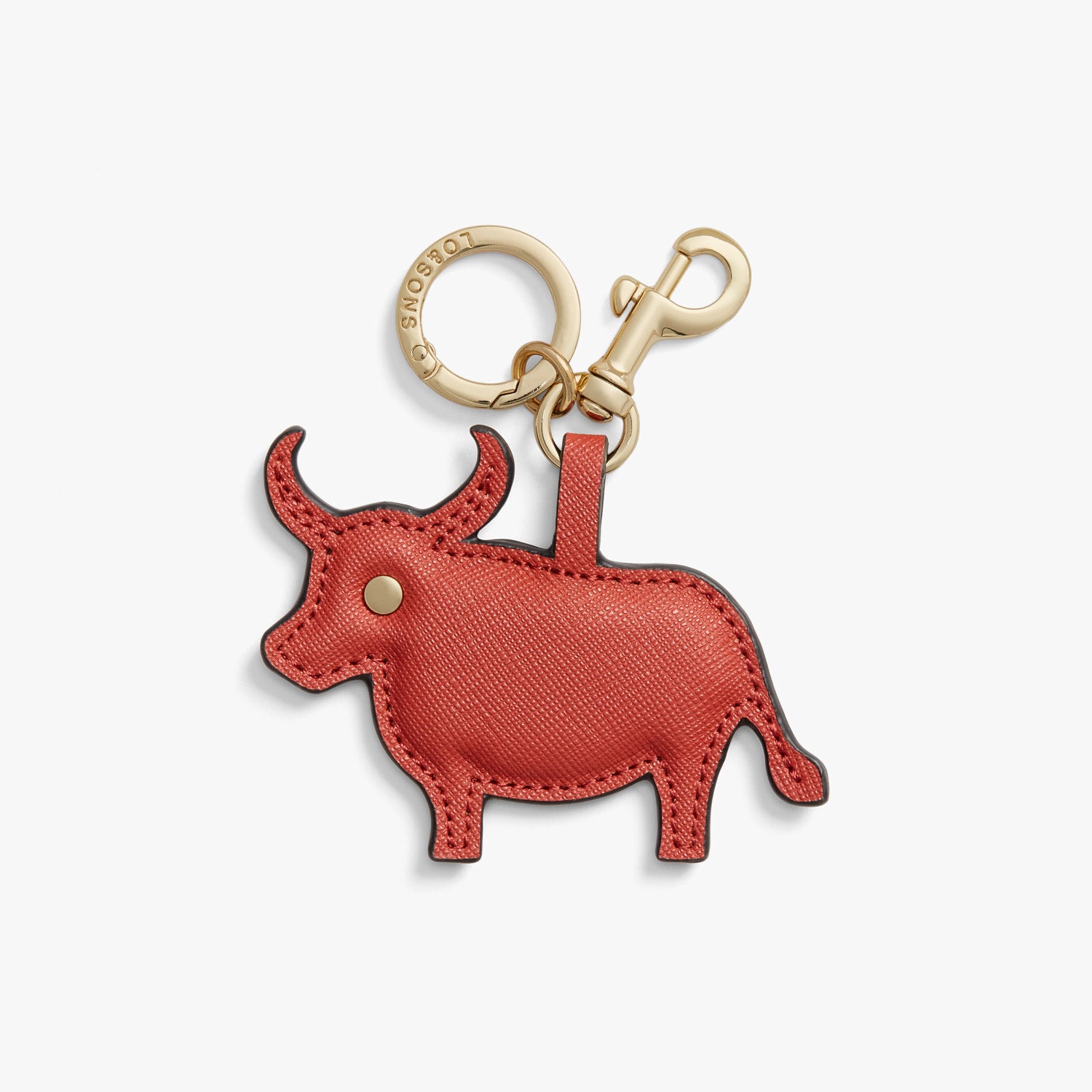 Front - Year of the Ox Charm - Saffiano Leather - Santa Fe Red - Small Accessory - Lo & Sons