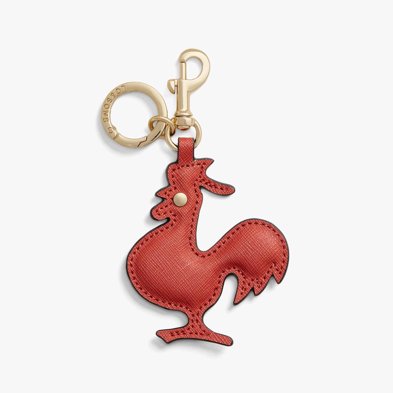 Front - Year of the Rooster Charm - Saffiano Leather - Santa Fe Red - Small Accessory - Lo & Sons