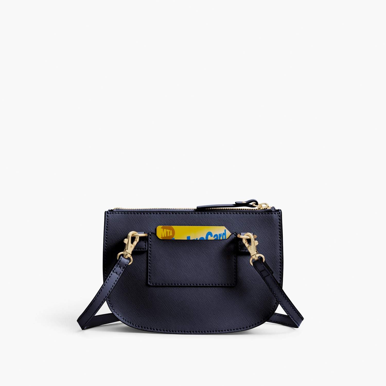 Back Card Slot - Waverley 2 - Saffiano Leather - Deep Navy / Gold / Camel - Crossbody Bag - Lo & Sons