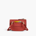 Back Card Slot - Waverley 2 - Saffiano Leather - Santa Fe Red / Gold / Camel - Crossbody Bag - Lo & Sons