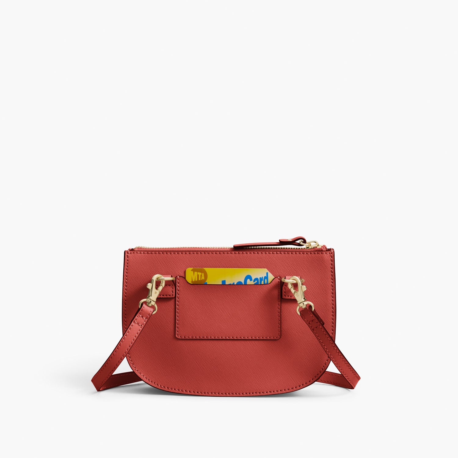 Back Card Slot - Waverley 2 - Saffiano Leather - Santa Fe Red / Gold / Camel - Crossbody Bag - Lo & Sons