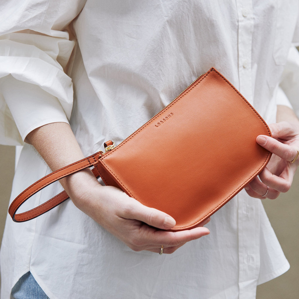 Casual Wristlet - The Waverley 2 - Nappa Leather - Sienna / Gold / Camel - Crossbody - Lo & Sons