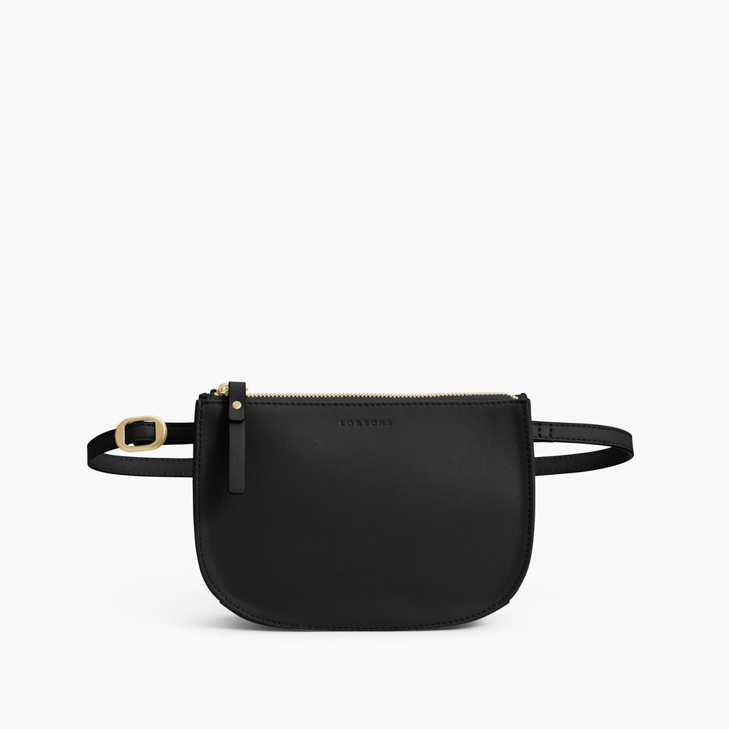 Front Belt - The Waverley 2 - Nappa Leather - Black / Gold / Grey - Crossbody - Lo & Sons
