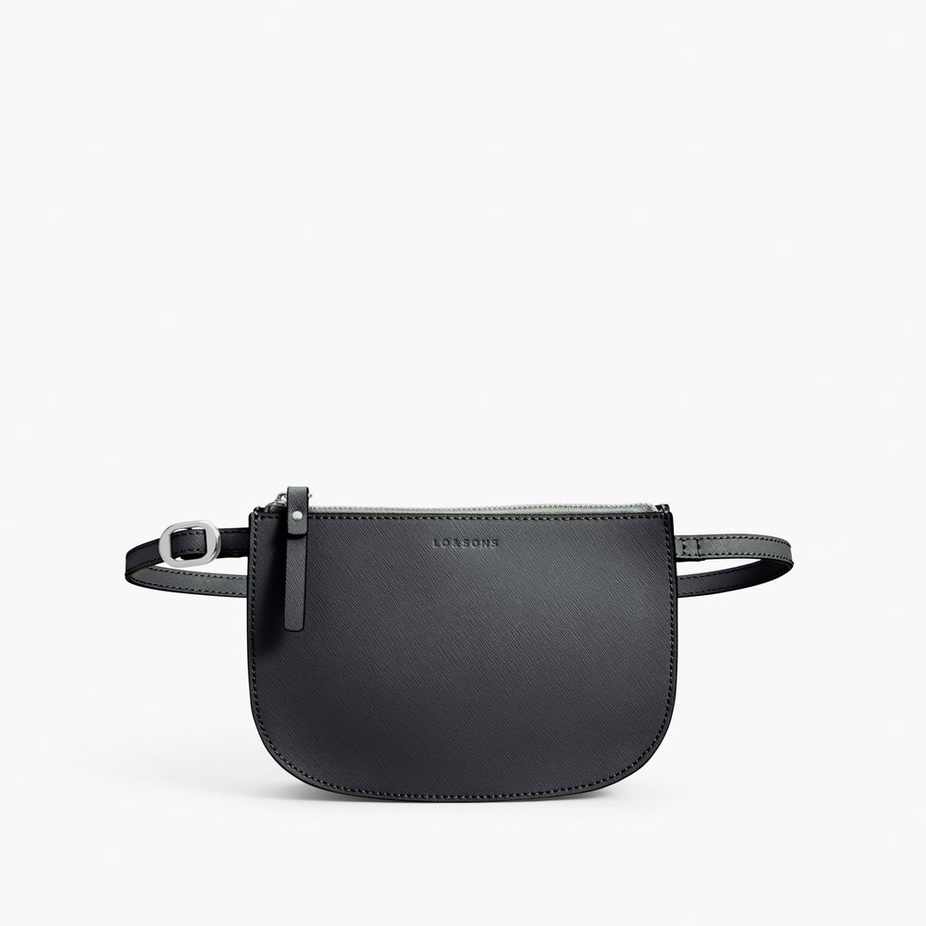 Front Belt - Waverley 2 - Saffiano Leather - Dark Grey / Silver / Azure - Crossbody Bag - Lo & Sons