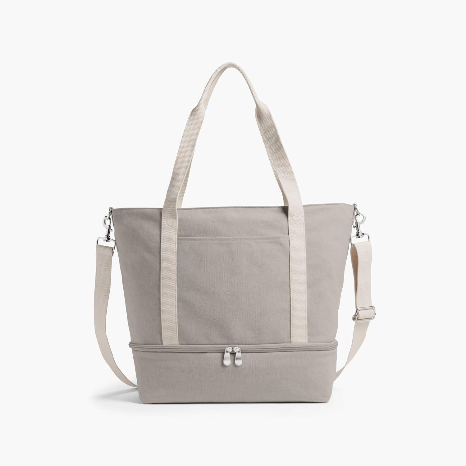 Front - The Catalina Deluxe Tote - Washed Canvas - Dove Grey - Tote - Lo & Sons