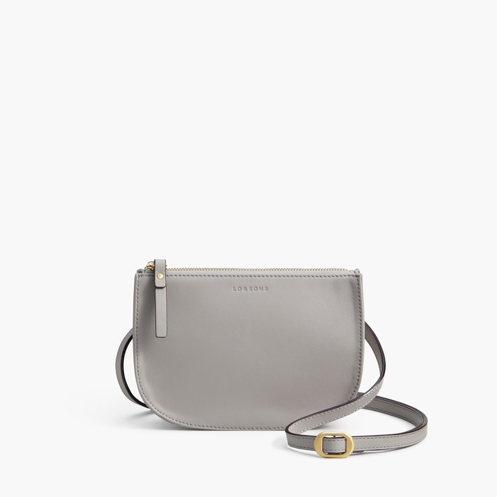 Front Crossbody - The Waverley 2 - Nappa Leather - Light Grey / Gold / Grey - Crossbody - Lo & Sons