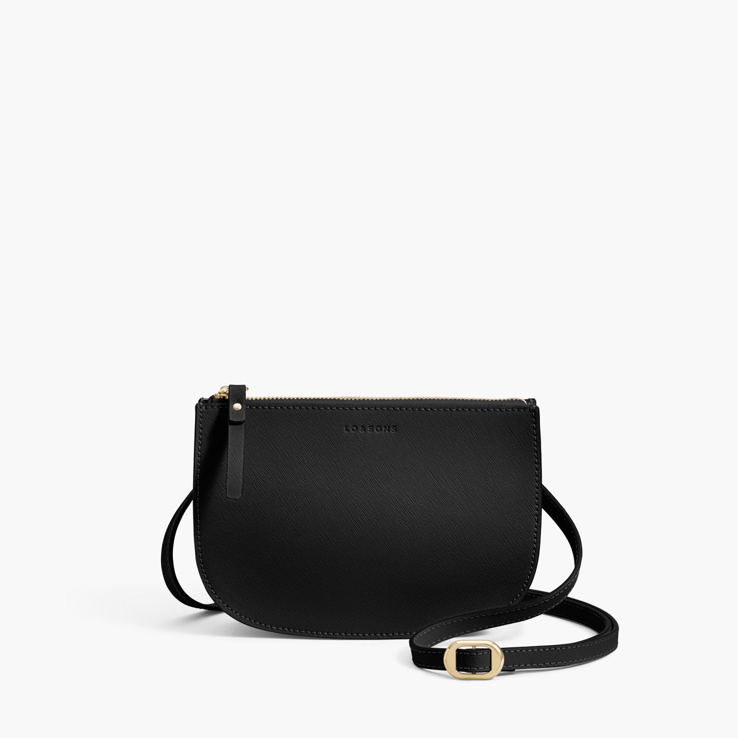 Front Crossbody - The Waverley 2 - Saffiano Leather - Black / Gold / Grey - Crossbody - Lo & Sons