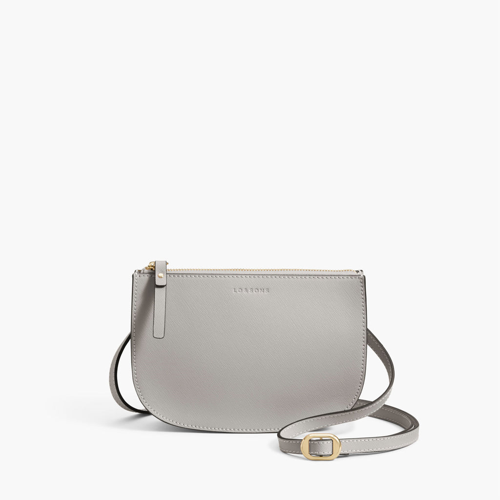 Front Crossbody - The Waverley 2 - Saffiano Leather - Light Grey / Gold / Grey - Crossbody - Lo & Sons