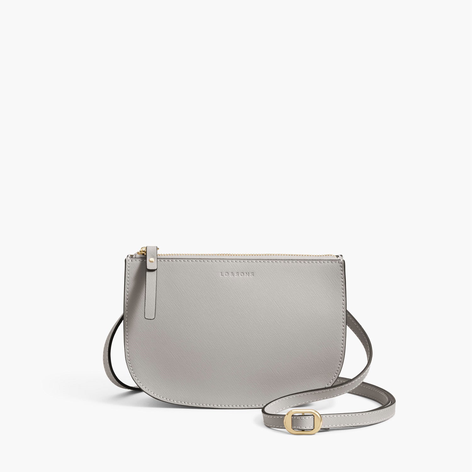 Front Crossbody - The Waverley 2 - Saffiano Leather - Light Grey / Gold / Grey - Crossbody - Lo & Sons
