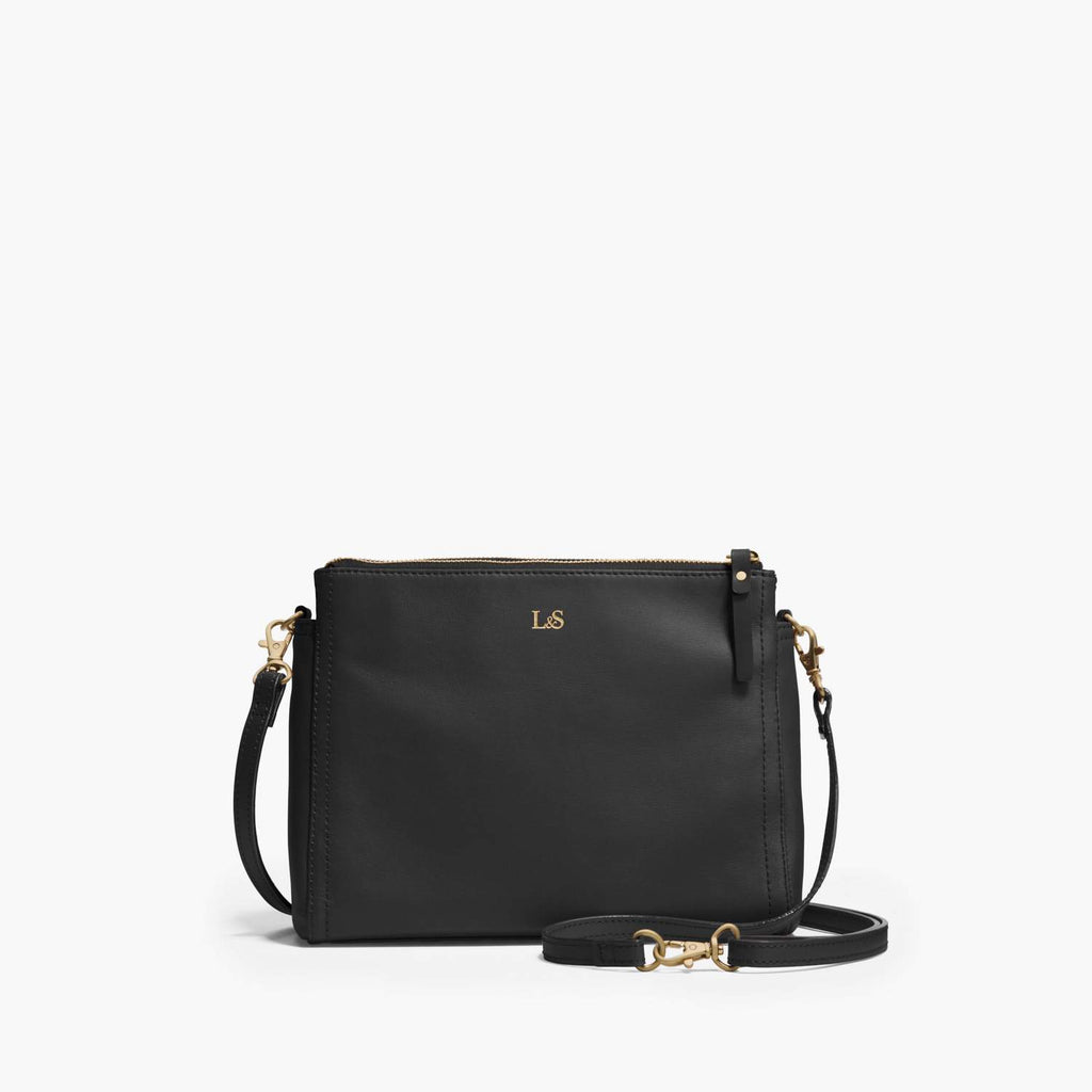 Front Crossbody - The Pearl - Nappa Leather - Black / Gold / Lavender - Crossbody - Lo & Sons