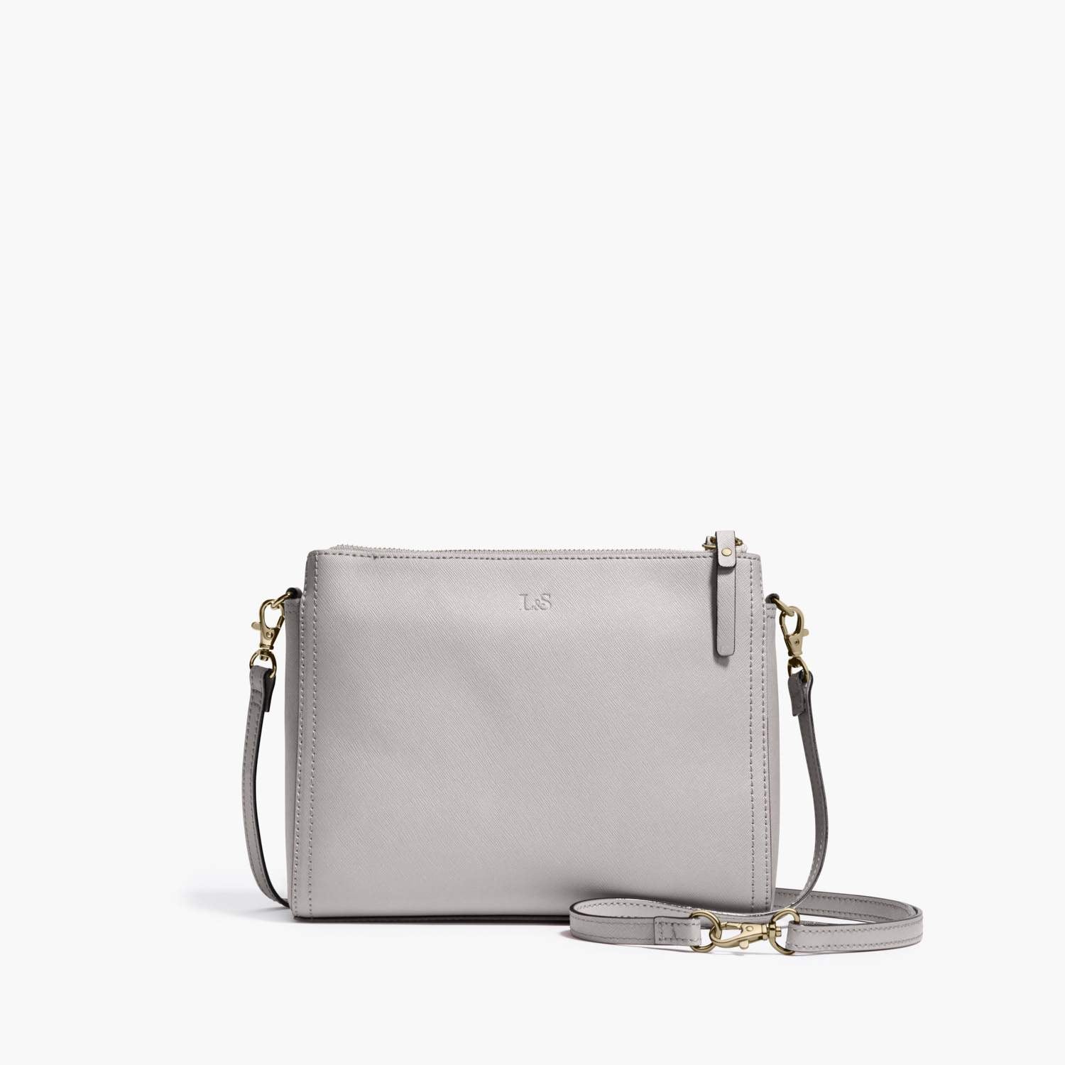 Lo & Sons: The Pearl - Women's Crossbody Bag in Light Grey Saffiano Leather