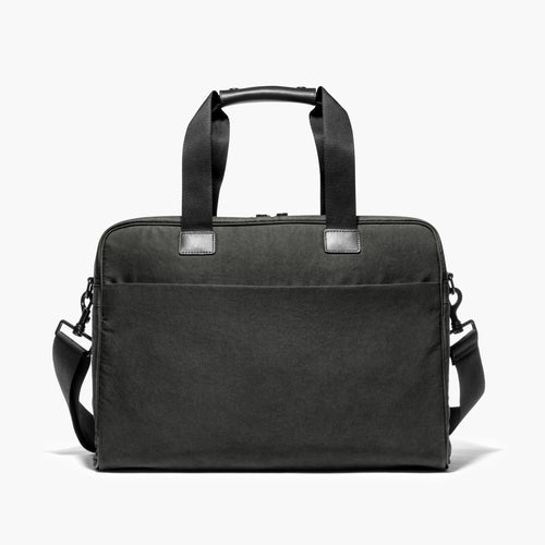 Front With Messenger Strap - The Cambridge - Waxed Twill - Charcoal - Briefcase - Lo & Sons
