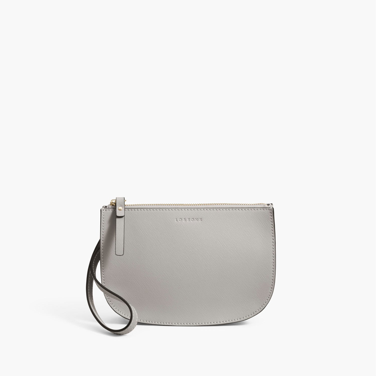 Front Wristlet - The Waverley 2 - Saffiano Leather - Light Grey / Gold / Grey - Crossbody - Lo & Sons