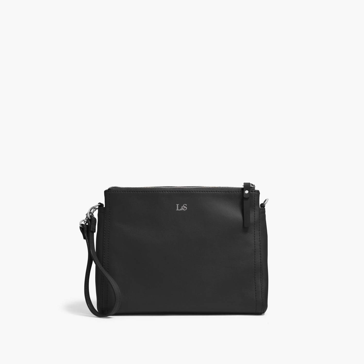 Front Wristlet - The Pearl - Nappa Leather - Black / Silver / Lavender - Crossbody - Lo & Sons