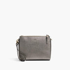 Front Wristlet - The Pearl - Saffiano Leather - Graphite / Brass / Grey - Crossbody - Lo & Sons