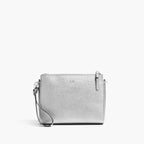 Front Wristlet - The Pearl - Saffiano Leather - Silver / Silver / Grey - Crossbody - Lo & Sons