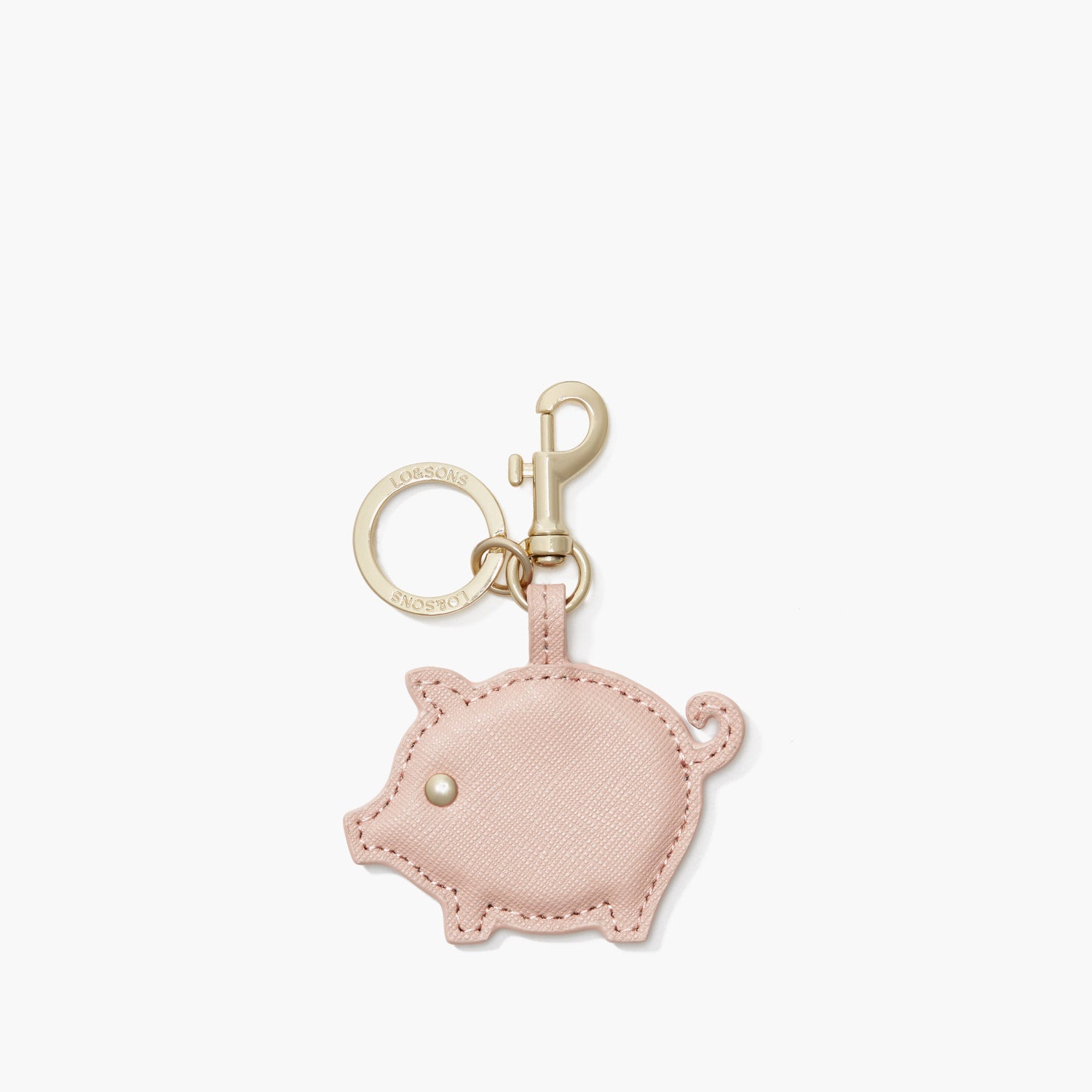 Front - Year of the Pig Charm - Saffiano Leather - Rose Quartz - Small Accessory - Lo & Sons