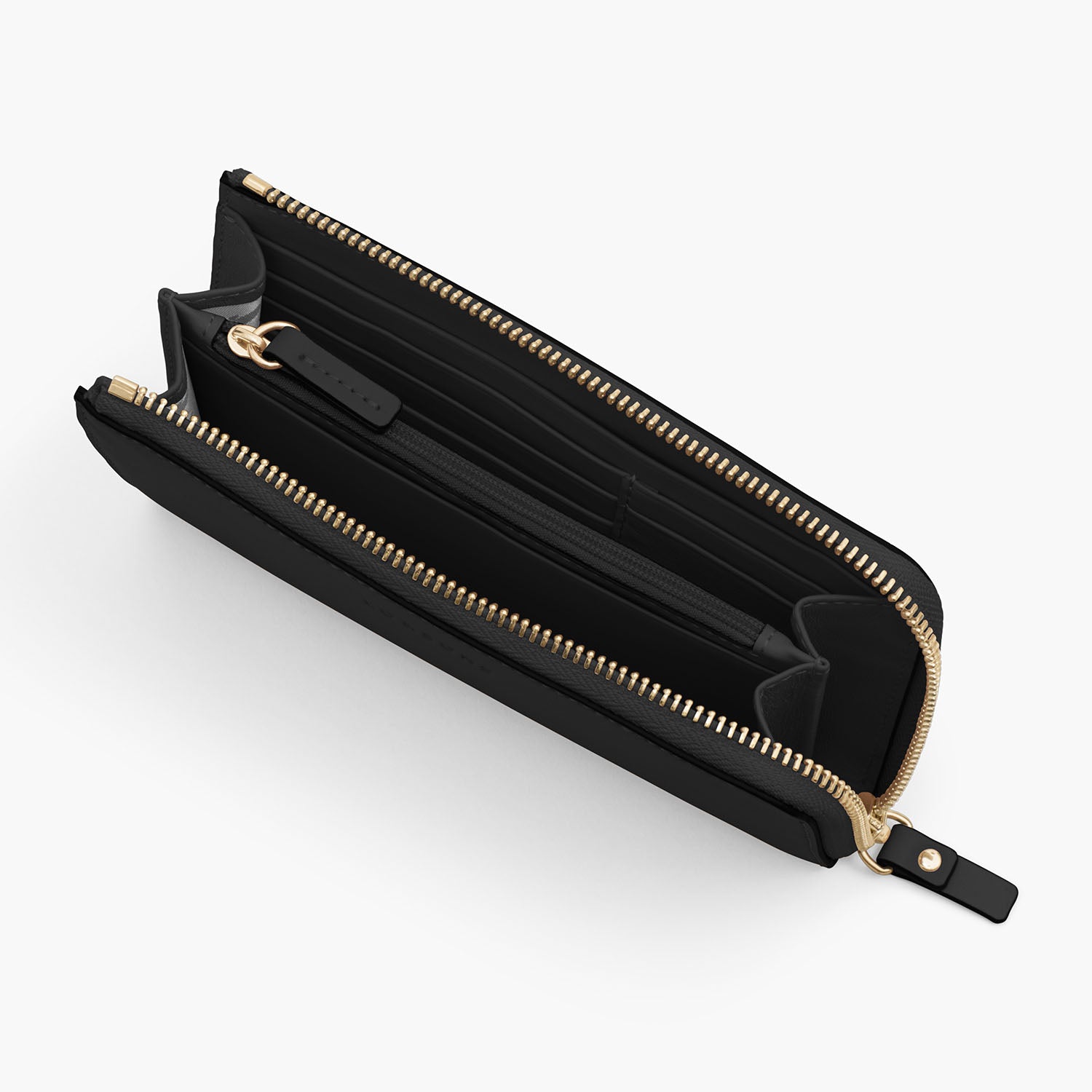 Interior 1 Empty - The Leather Wallet - Nappa Leather - Black / Gold / Grey - Small Accessory - Lo & Sons