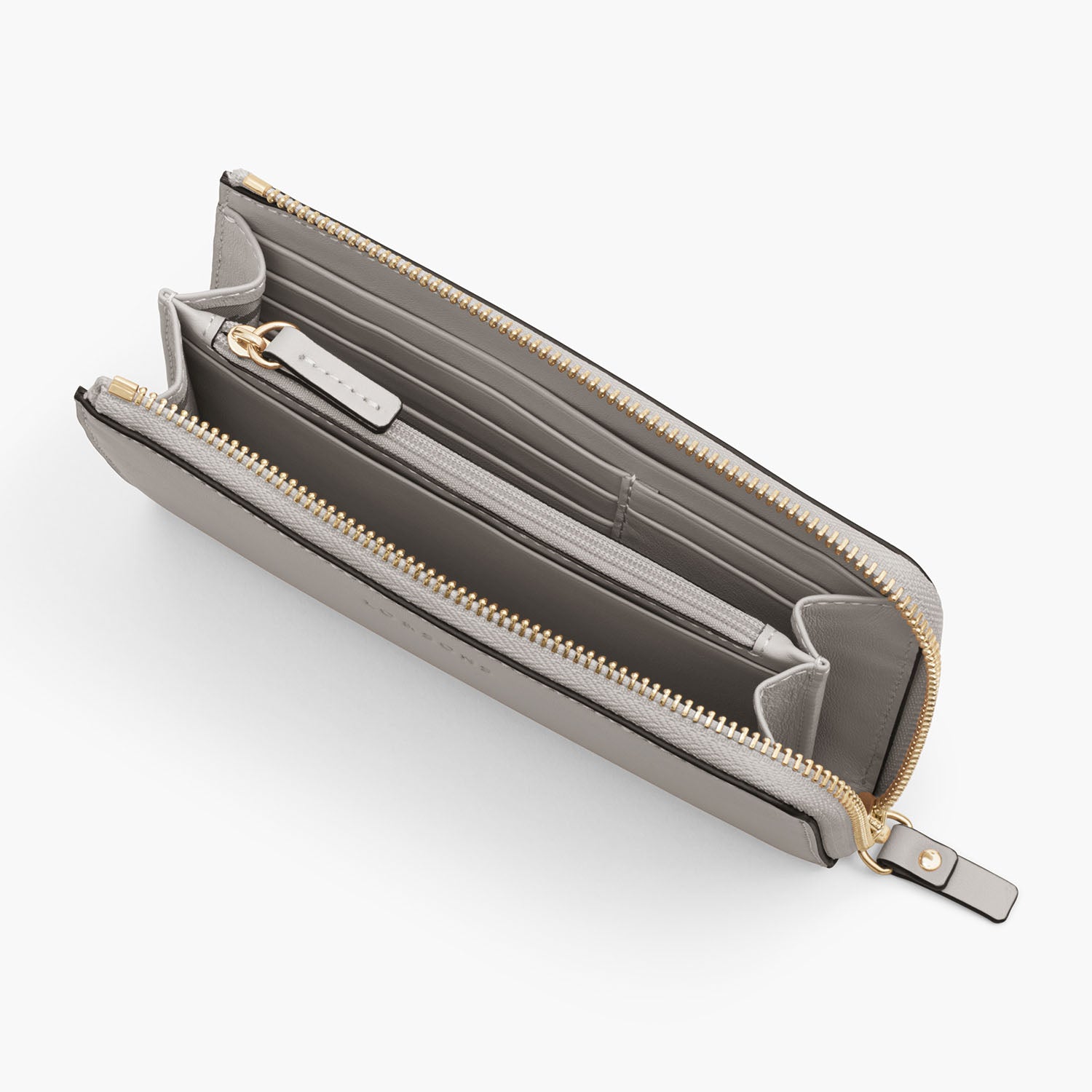 Interior 1 Empty - The Leather Wallet - Nappa Leather - Light Grey / Gold / Grey - Small Accessory - Lo & Sons