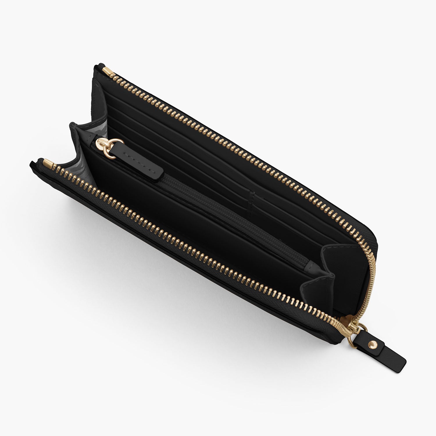 Interior 1 Empty - The Leather Wallet - Saffiano Leather - Black / Gold / Grey - Small Accessory - Lo & Sons