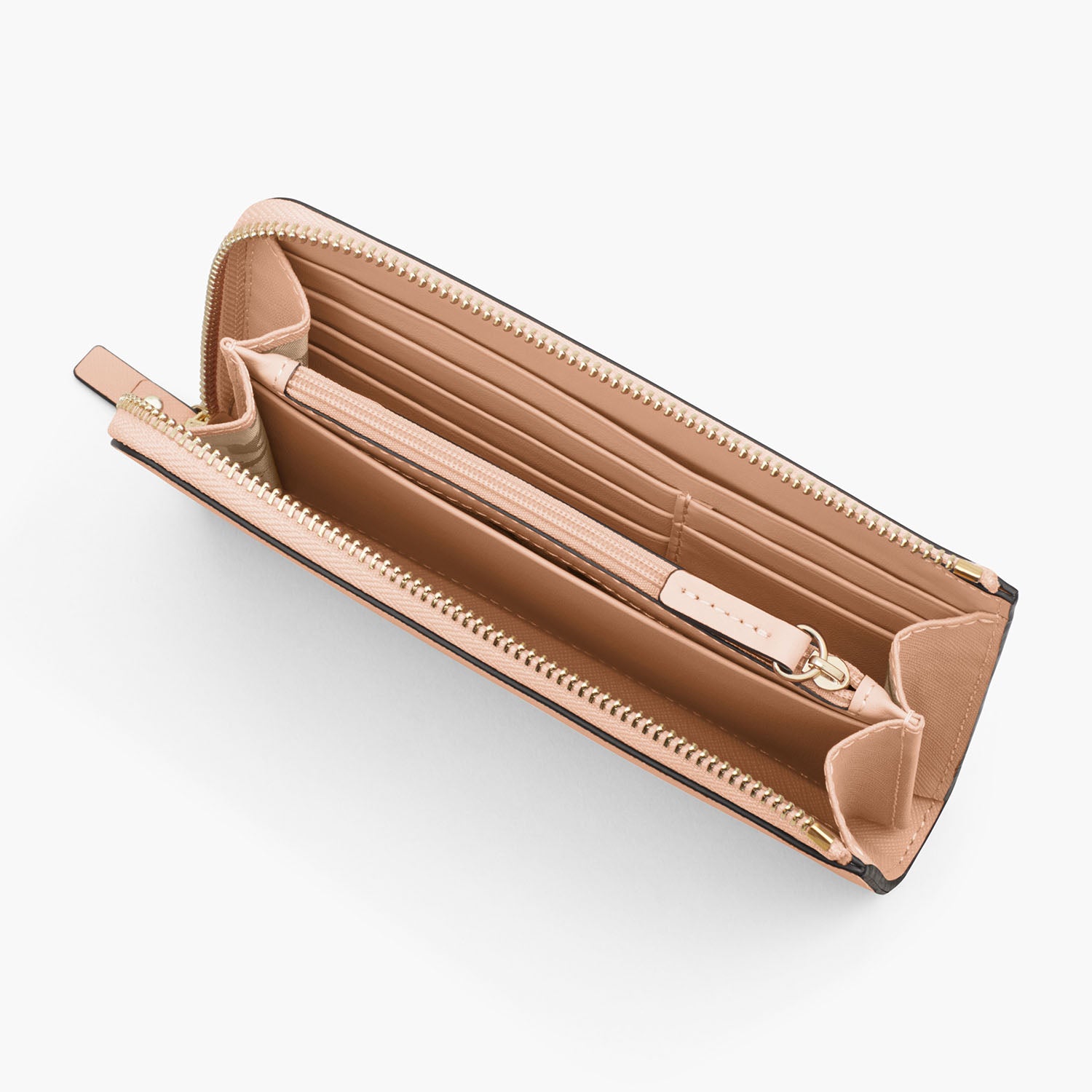 Interior 2 Empty - The Leather Wallet - Saffiano Leather - Rose Quartz / Gold / Camel - Small Accessory - Lo & Sons
