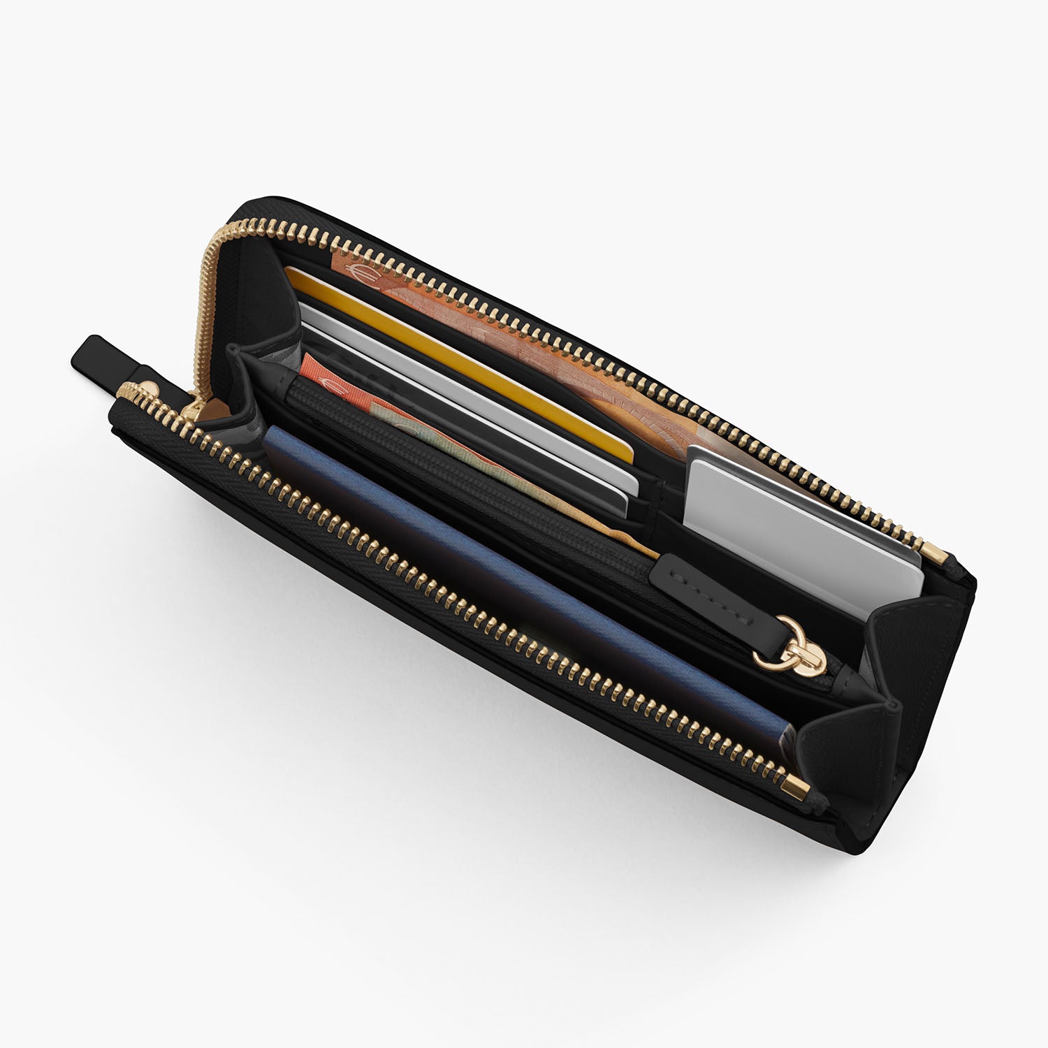 Interior 2 Propped - The Leather Wallet - Nappa Leather - Black / Gold / Grey - Small Accessory - Lo & Sons