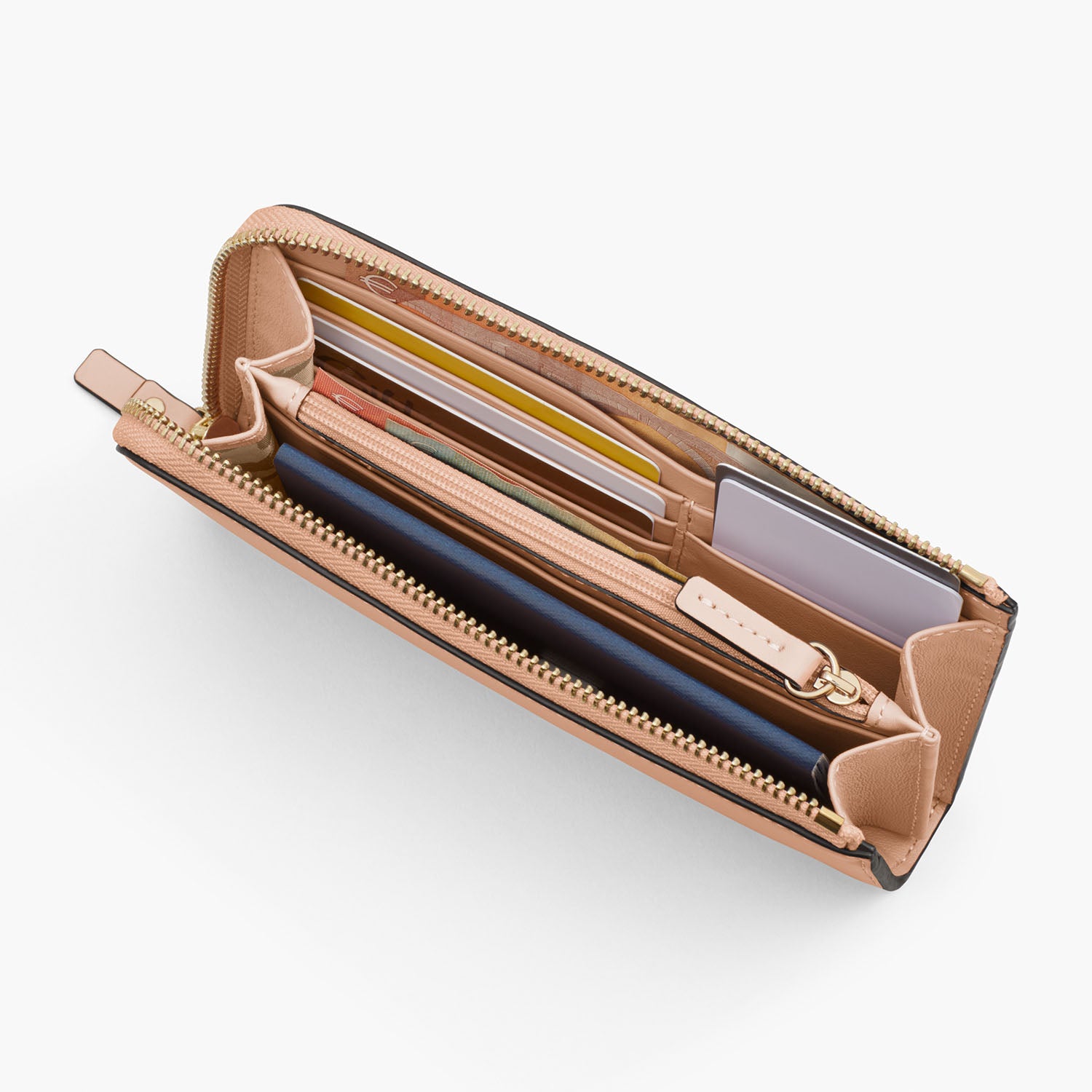Interior 2 Propped - The Leather Wallet - Nappa Leather - Rose Quartz / Gold / Camel - Small Accessory - Lo & Sons