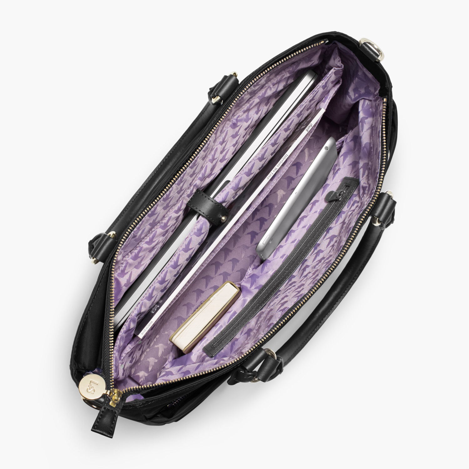 Interior - The Brookline - Nylon - Black / Gold / Lavender - Tote - Lo & Sons