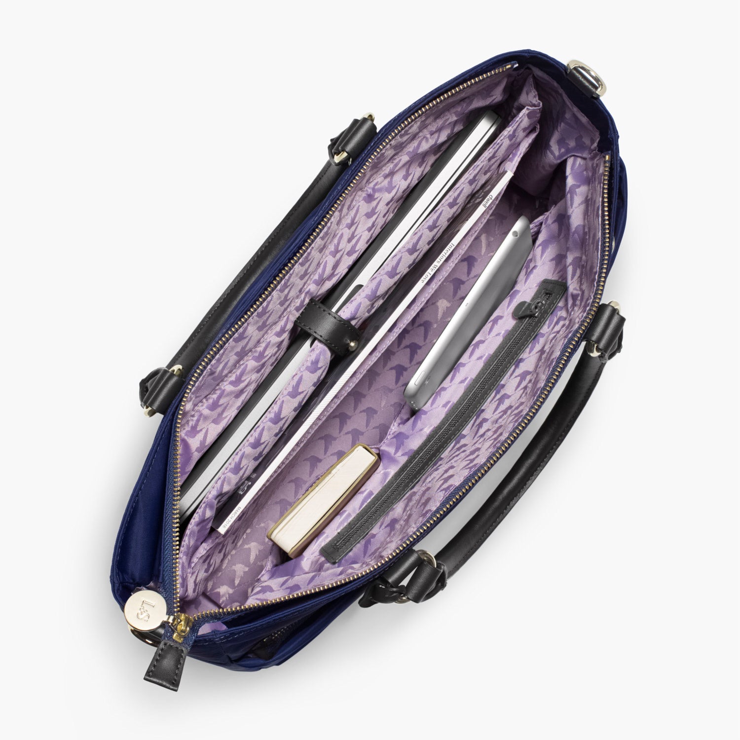 Interior - The Brookline - Nylon - Navy / Gold / Lavender - Tote - Lo & Sons