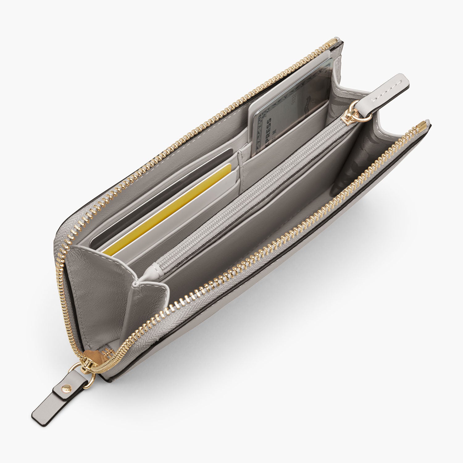 Interior Card Slot - The Leather Wallet - Nappa Leather - Light Grey / Gold / Grey - Small Accessory - Lo & Sons