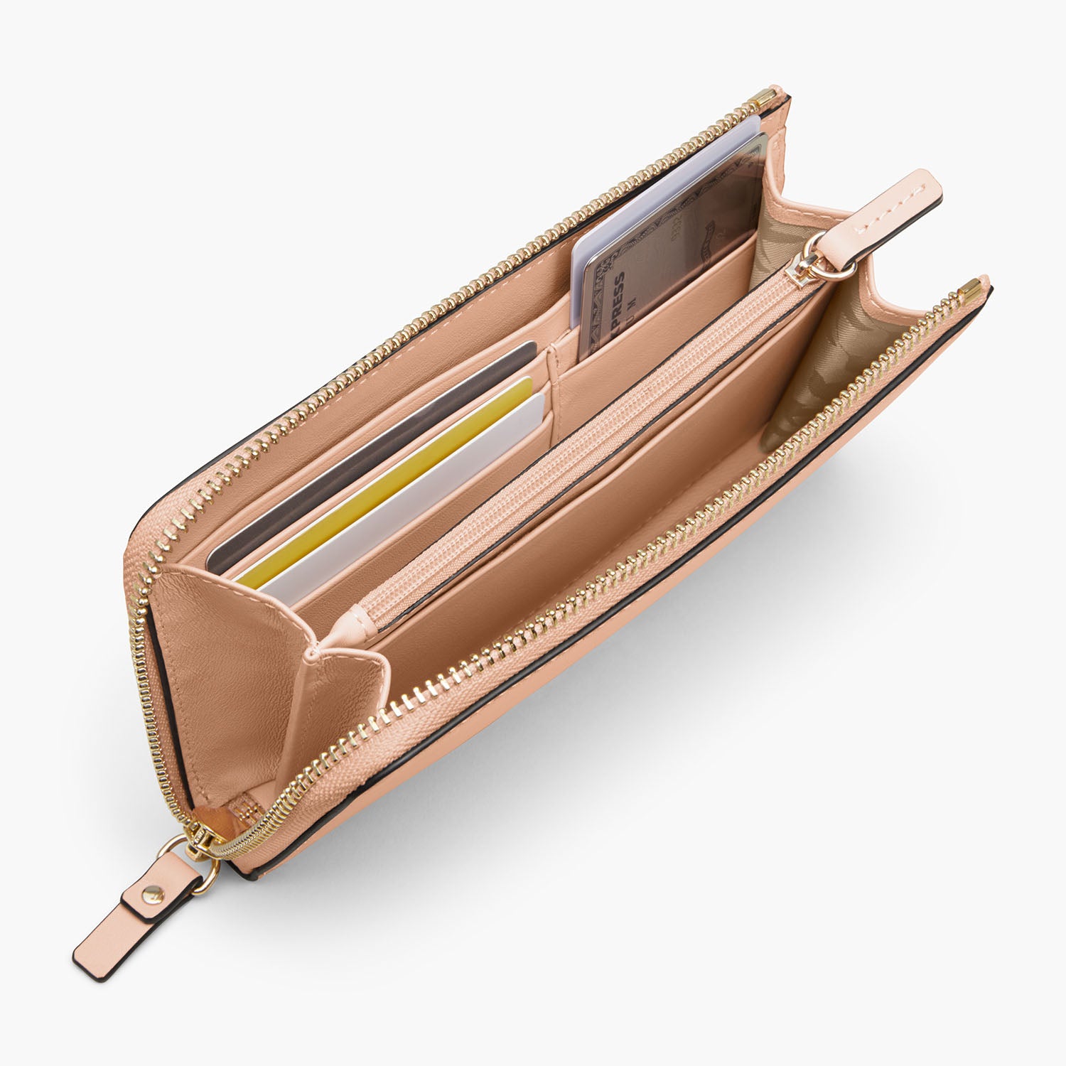 Interior Card Slot - The Leather Wallet - Nappa Leather - Rose Quartz / Gold / Camel - Small Accessory - Lo & Sons