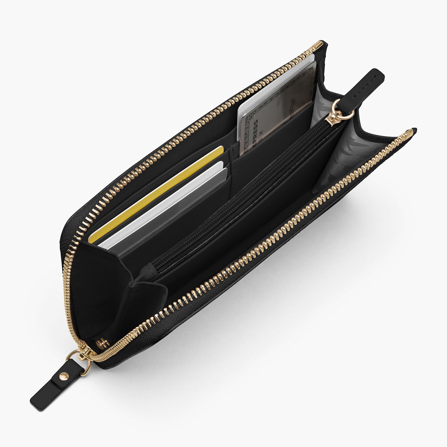 Interior Card Slot - The Leather Wallet - Saffiano Leather - Black / Gold / Grey - Small Accessory - Lo & Sons