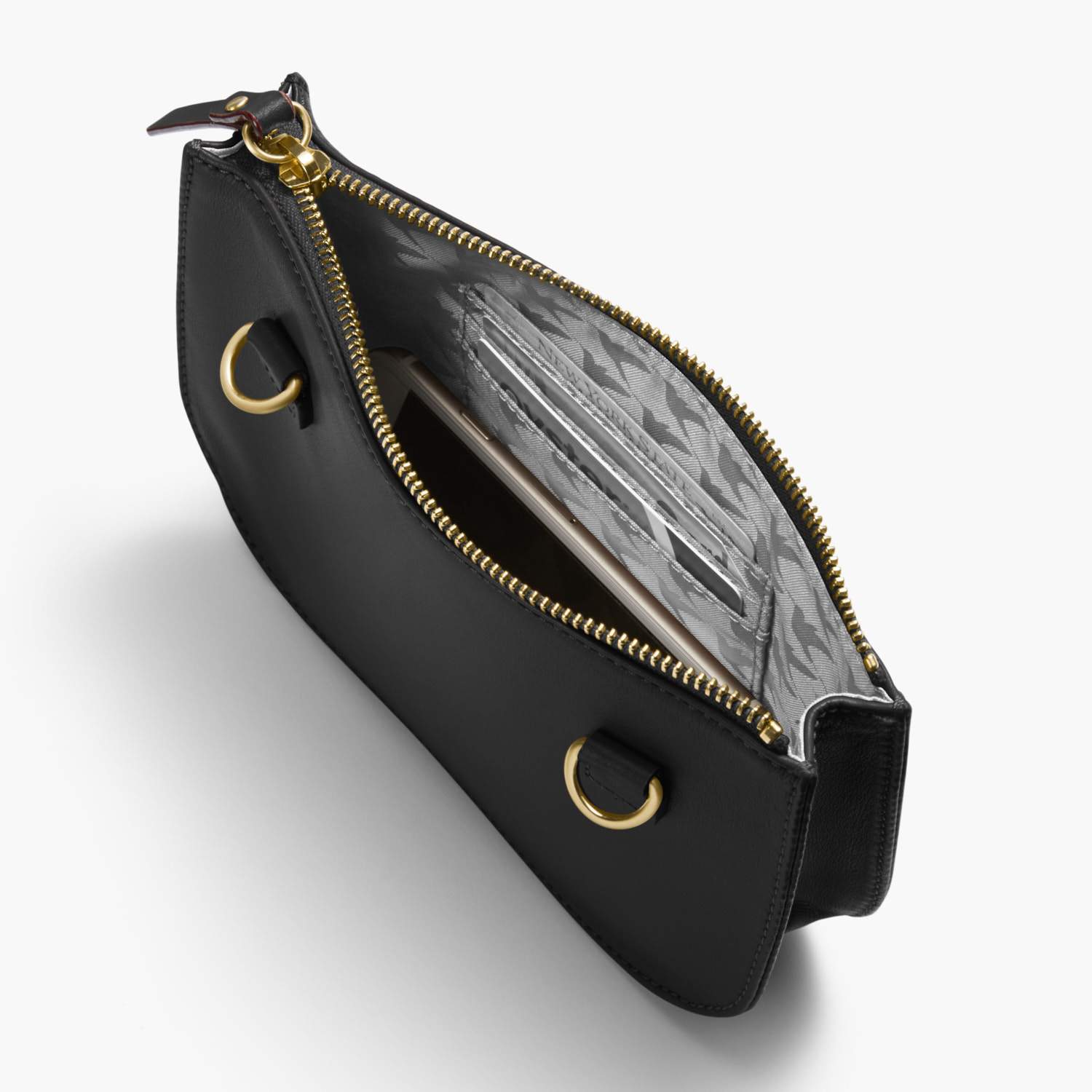 Interior Card Slots - The Waverley - Nappa Leather - Black / Gold / Grey - Crossbody - Lo & Sons